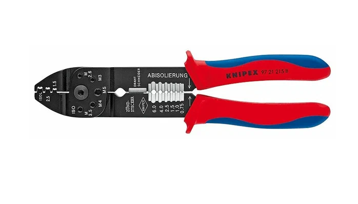 Пресс-клещи для резки и зачистки кабеля, 3 гнезда, L-230 мм, чёрные, 2-комп. рукоятки, В (KNIPEX)