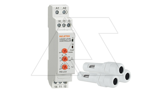 Реле контроля уровня RS-LC3, 1CO, 8A(250VAC), 24_240VAC/DC, 5_100 kOhm, 0.5_10s, без датчиков, 1M