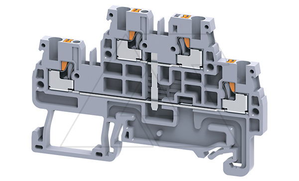 Клемма двухъярусная CPDL1.5(I.S) /3,5x67,2mm, push-in, со связью потенциала, 4 присоед., 1,5(max 2,5)mm2, 16A, 500V, серая