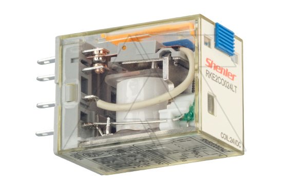 Реле RKE2CO024LT, 2CO, 7A(250VAC/30VDC), 24VDC, мех. индикация, тест-кнопка с блокировкой, LED