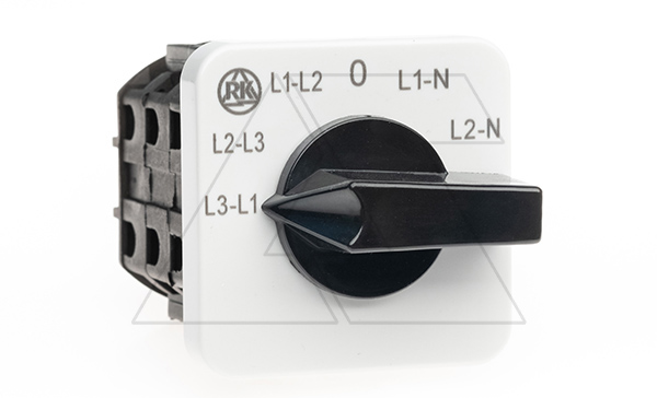 Переключатель вольтметра BS 16 66 U, 20A, тип LL-0-LN (45°) (линейное-0-фазное), на дверь, фронт IP40