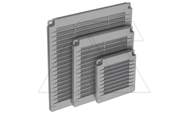 Решетка вентиляционная  с заглушками квадратная 300х300мм, отверстие 270x270мм, пластик, серый