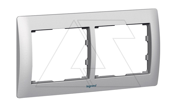 Galea Life - Рамка Metallic на 2 поста горизонтальная, Brushed Aluminium