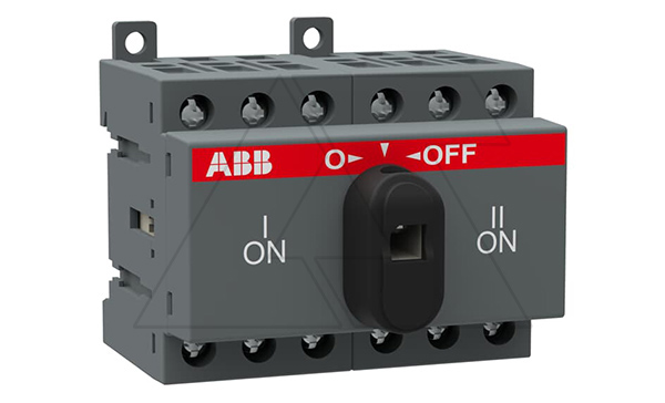 Выкл. нагрузки реверсивный OT16F3C, 16A 3P 4M схема I-0-II рукоятка спереди