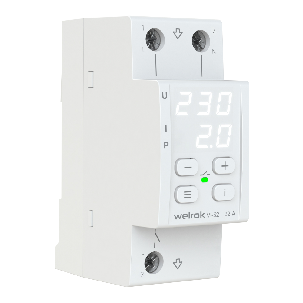Реле напряжения с контролем тока Welrok VI-32 от интернет-магазина amperkin.by