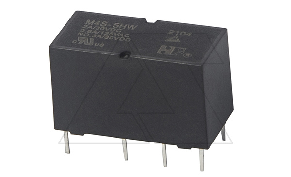Реле M4S-5HW, 2CO, 3A(30VDC), 5VDC, AgNi, для печатных плат, IP67