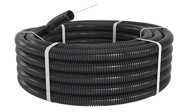 Труба ПА 6 гофр., DN12мм, ПВ-2, Dвн 12,2 мм, Dнар 15,8 мм, цвет чёрный, с протяжкой