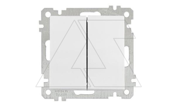 21 - Выключатель двухклавишный, пруж. зажимы, белый