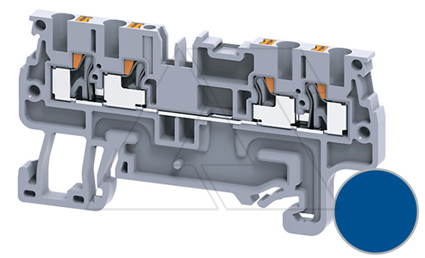 Клемма проходная CP1.5/4BU /3,5x66,9mm, push-in, 4 присоед., 1,5(max 2,5)mm2, 15A, 600V, синяя