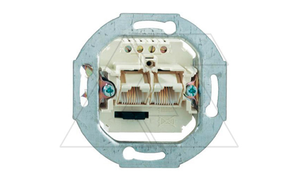 Basic 55 - Розетка телефонная двойная RJ-11, 2 гнезда, 2х4 контакта (белый, лицевая панель, блистер)