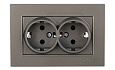 Rita - Розетка двойная 2x2P+E, (в комплекте с рамкой), антрацит от интернет-магазина amperkin.by