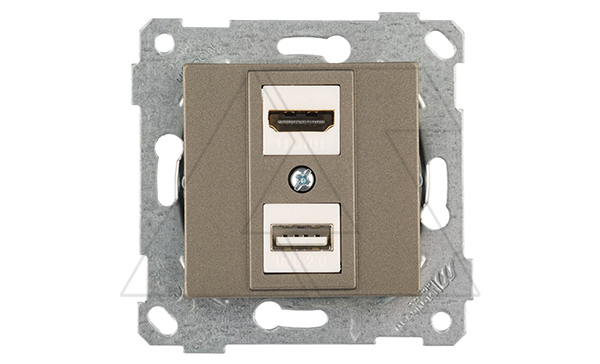 Rita - Розетка HDMI + USB Type A, для передачи данных, антрацит