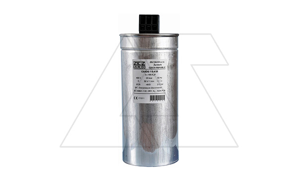 Конденсатор CSADG 4-0,44/20N, трехфазный, 20kVAr(440VAC), 16.5kVAr(400VAC), MKP заполненный газом, двухстор. клеммник S=25mm², нормальный режим, IP20