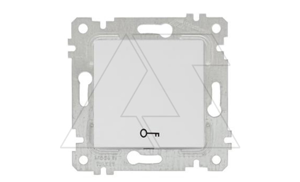 Rita - Выключатель кнопочный, символ - ключ, пруж. зажимы, белый