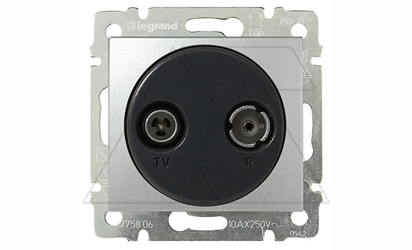 Valena - Розетка TV-RD-проходная 862MHz, алюминий