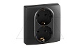 Etika - Розетка 2x2P+E нем. стд. авт.зажим со шторками (антрацит) от интернет-магазина amperkin.by