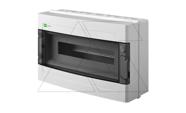 Щит навесной EP-LUX 1x18M, N/PE 2x 8x16+6x10mm2, дымчатая пласт. дверь, светло-серый RAL7035, 262x410x150mm, IP65