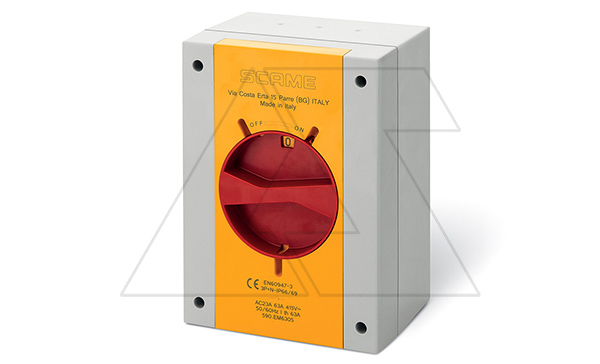 Выключатель нагрузки аварийный, 3P, 100A, 690VAC, габ. Y4, красная блок. рукоятка, в пластм. корпусе IP66/IP69, ISOLATORS