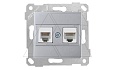 Rita - Розетка телефонная RJ-12+RJ-45 кат.5е, нерж. сталь от интернет-магазина amperkin.by