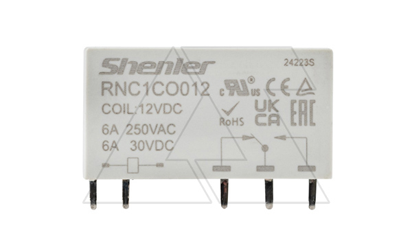 Реле RNC1CO012, 1CO, 6A(250VAC/30VDC), 12VDC, для печатных плат и цоколей SNB05/SNC05, IP60