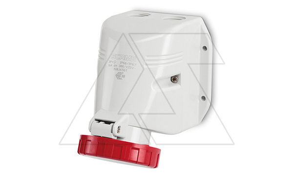 Разъем пром. силовой CEE настенный угловой, гнездо, 32A, 3P+N+E 6h, 346_415VAC 50/60Hz, IP66/IP67/IP69, серия OPTIMA-TOP