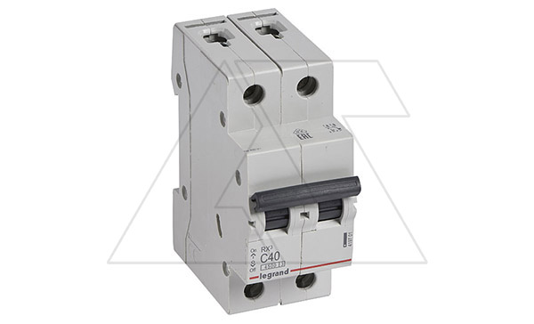 Авт. выключатель Legrand RX3, 2P, 40A, хар-ка C, 4,5kA, 2M (стикерованный)
