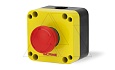 Кнопка аварийного останова, разблокировка поворотом, красная, 1NC, IP65, в желто-черном корпусе от интернет-магазина amperkin.by