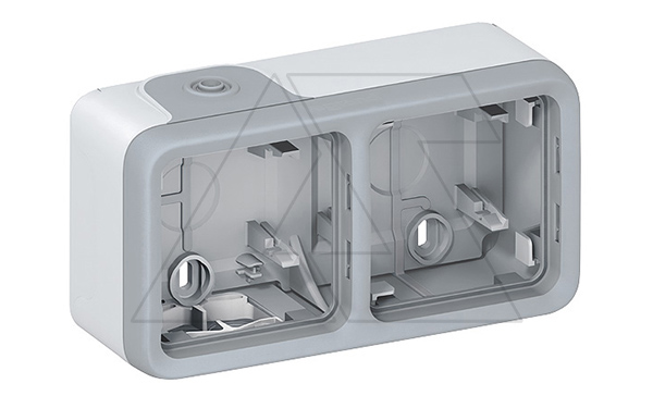 PLEXO - Коробка для наклад. монтажа 2 поста, горизонтальная, IP55, серый