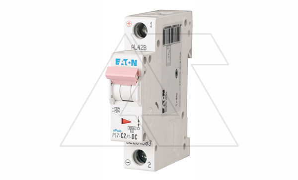 Авт. выключатель PL7-C2/1-DC, 1P, 2A, хар-ка C, 10kA, 250VDC, 1M