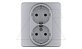 Inspiria - Розетка 2x2P+E нем. стд. (алюминий) от интернет-магазина amperkin.by
