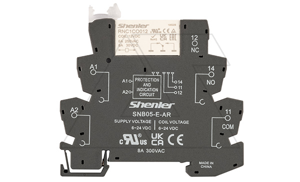 Реле интерфейсное RNC1CO012 с колодкой SNB05-E-AR, винтовой зажим, 1CO, 6A(250VAC), 12VDC, LED, W=6.2mm