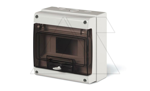 Щит модульный навесной M190, 8M, дымчатая дверь, 184x190x106mm, IK07, IP66, серия DOMINO