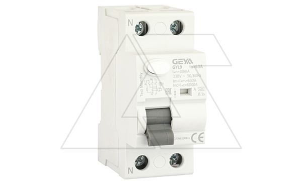 УЗО GYL9-2P-63A-30mA, 2P, 63A, 6 kA, 30mA, тип A, 2M