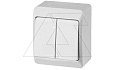 HERMES - Выключатель двухклавишный, 10A/250V, IP44, белый от интернет-магазина amperkin.by