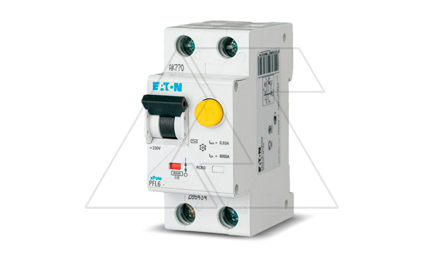 Дифф. авт. выключатель PFL6-6/1N/C/003, 1P+N, 6A, хар-ка C, 6kA, 30mA, тип АС, 2M