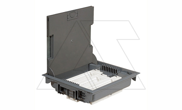 Коробка напольная 18М горизонт. H=75-105мм, серая, кр.нерж.