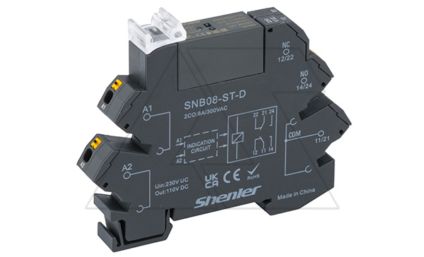 Реле интерфейсное R2G2CH110 с колодкой SNB08-ST-D, push-in, 2CO, 8A(250VAC/30VDC), 230VAC/DC, LED, W=12.95mm