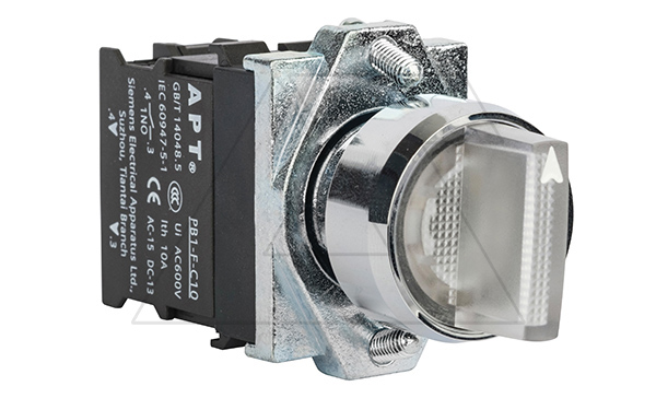 Переключатель PB1S, белый, 0-I, фиксация, 1NO, 6A 230VAC/24VDC, с подсветкой 24VAC/DC, 22mm, IP65