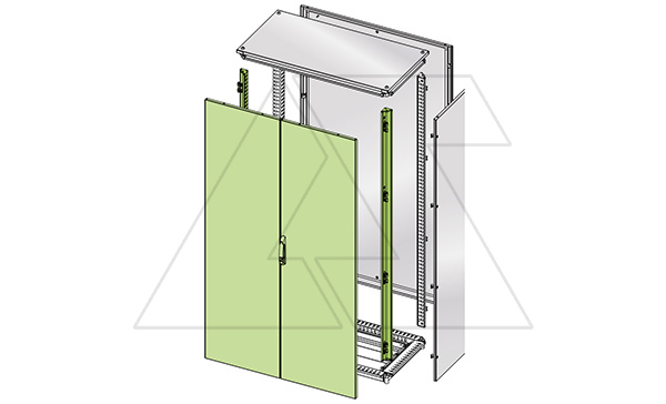 Дверь двустворчатая ENUX 1800х800мм (ВхШ) с 2 передними стойками, RAL7035