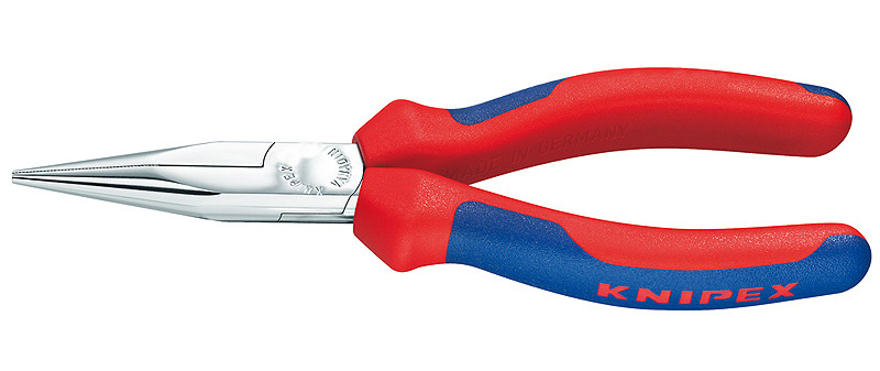 Длинногубцы, плоскокруглые рифлённые губки 42 мм, L-140 мм, хром., 2-комп. рукоятки (KNIPEX)