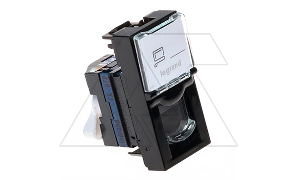 Mosaic - Розетка RJ-45 Кат. 6 UTP, 1М с окном маркировки, черная