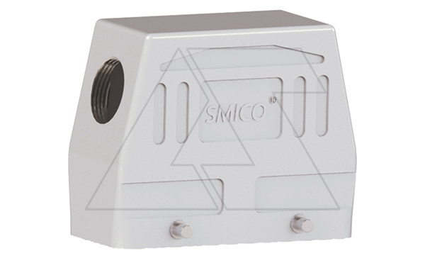 Корпус разъема, размер H16B, кабельный, высокий, угловой ввод M40, металл, IP65, RAL 7037