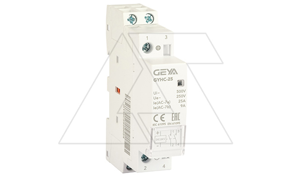 Контактор модульный GYHC-2P, 25A, 2NO, 24VDC, 1M