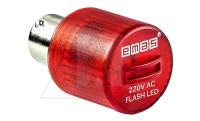 Индикатор светодиодный BA15S, красный, мигающий свет, 220VAC