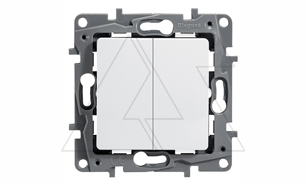 Etika - Выключатель двухклавишный с подсветкой (белый)