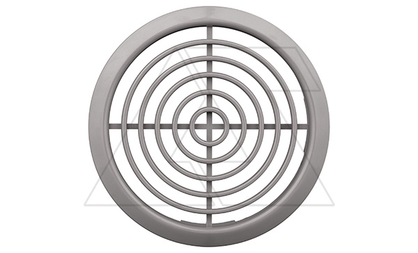 Решетка вентиляционная мебельная круглая для отверстия Ø70мм, внешний Ø81мм пластик, серый