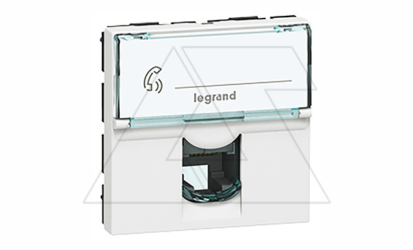 Mosaic - Розетка телефонная RJ-12, 2M, с окном маркировки, белый