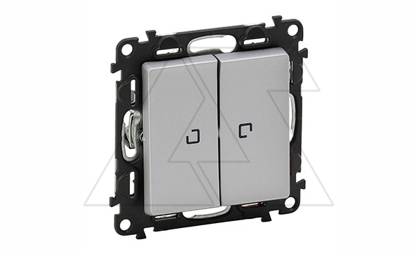 Valena Life - Переключатель на 2 направления двухклавишный с подсветкой, алюминий (инд. упаковка)