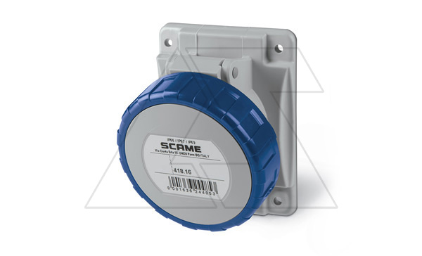 Разъем пром. силовой CEE встраиваемый наклонный, гнездо, 16A, 3P+E 9h, 200_250VAC 50/60Hz, уст. 70x87mm, IP66/IP67/IP69, серия OPTIMA