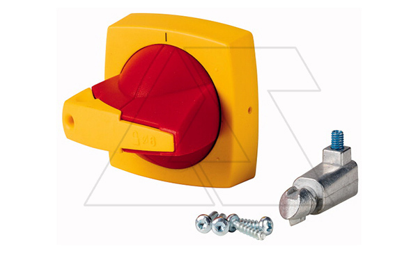 Рукоятка K2DR/P, желто-красный, на дверь, с возможн. блокировки навесным замком, без оси(8x8mm), для QSA63_160N1 (DUMECO), IP65